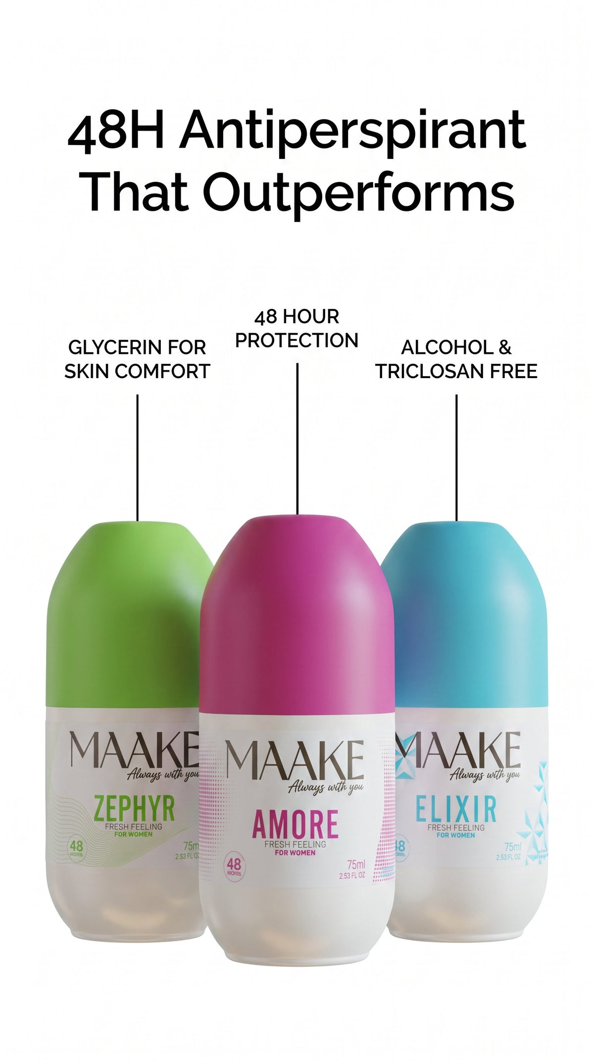 Alcohol-Free Antiperspirant Roll-On 48H For Women