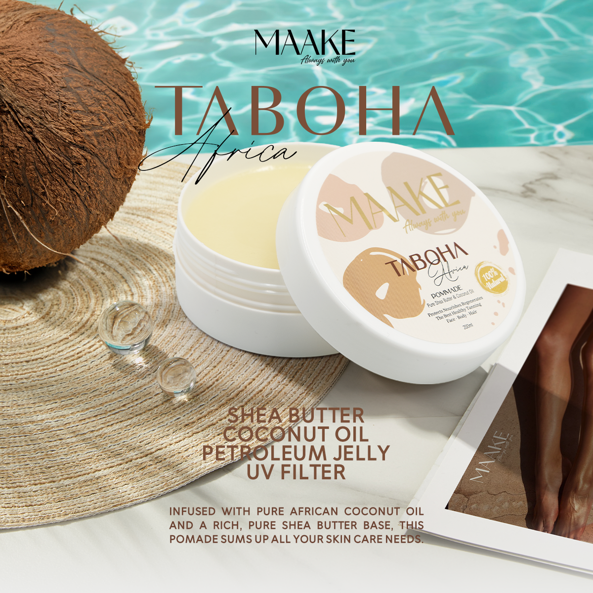 TABOHA Africa Pure Shea Butter & Coconut Oil Pomade