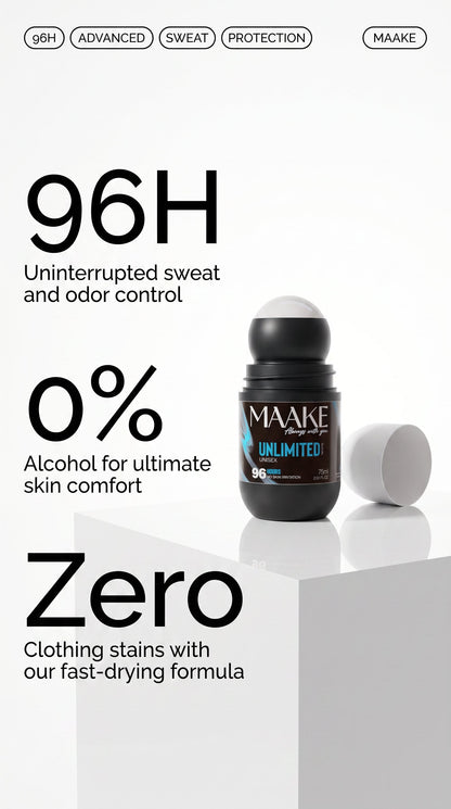 UNLIMITED Glacial Alcohol-Free Roll-on Antiperspirant 96H