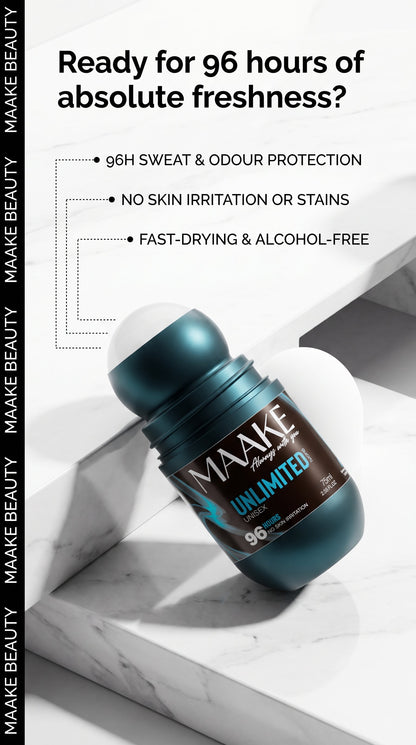 UNLIMITED Glacial Alcohol-Free Roll-on Antiperspirant 96H